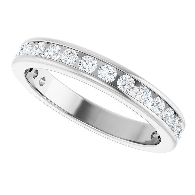 14K Gold Round Lab-Grown Diamond Channel-Set Anniversary Band – 1.7 mm Stones - White Gold - view 5