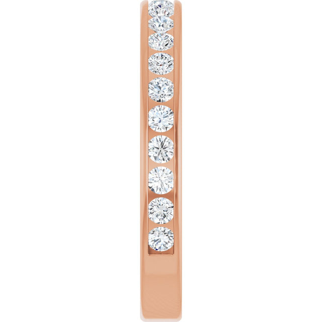 14K Gold Round Natural Diamond Channel-Set Anniversary Band – 2 mm Stones - Rose Gold - view 4