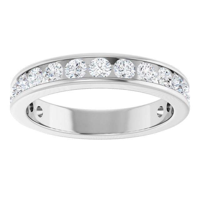 14K Gold Round Natural Diamond Channel-Set Anniversary Band – 2.25 mm Stones - White Gold - view 3