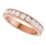 14K Gold Round Natural Diamond Channel-Set Anniversary Band – 2.25 mm Stones - Rose Gold - view 5