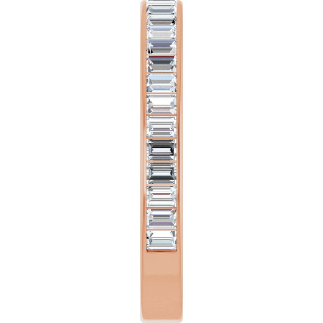 10K Gold Straight Baguette Natural Diamond Channel-Set Anniversary Band – 1 1/3 CTW - Rose Gold - view 4