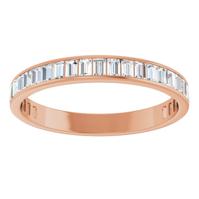 10K Gold Straight Baguette Natural Diamond Channel-Set Anniversary Band – 1 1/5–1 1/4 CTW - Rose Gold - view 3