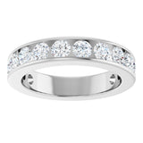 14K Gold Round Lab-Grown Diamond Channel-Set Anniversary Band – 3 mm Stones - White Gold - view 3