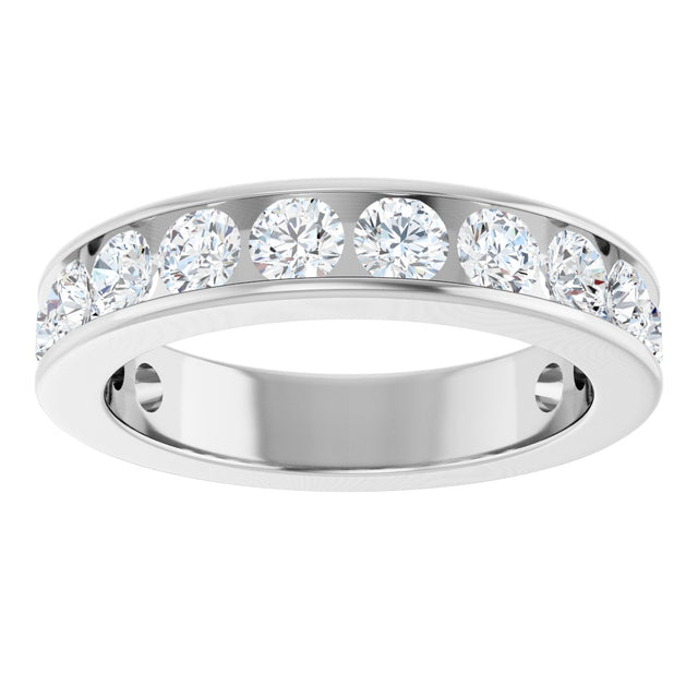 14K Gold Round Lab-Grown Diamond Channel-Set Anniversary Band – 3 mm Stones - White Gold - view 3