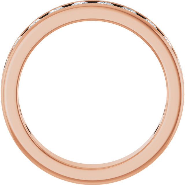 14K Gold Round Natural Diamond Channel-Set Anniversary Band – 2.25 mm Stones - Rose Gold - view 2