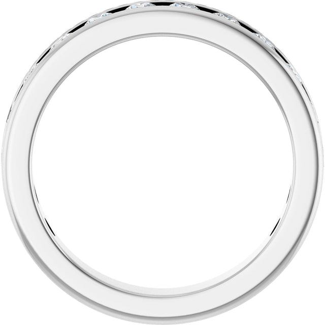 14K Gold Round Natural Diamond Channel-Set Anniversary Band – 2.25 mm Stones - White Gold - view 2
