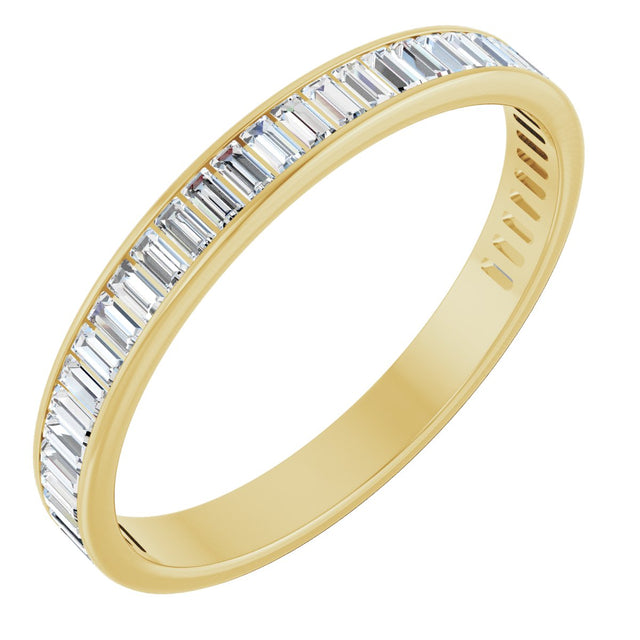 14K Gold Straight Baguette Natural Diamond Channel-Set Anniversary Band – 3x1.5 mm Stones (1 3/8–1 1/2 CTW) - Yellow Gold