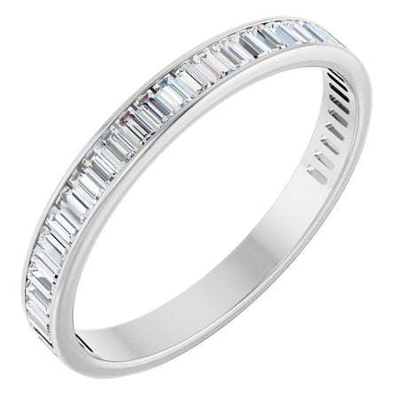 14K Gold Straight Baguette Lab-Grown Diamond Channel-Set Anniversary Band – 3x1.5 mm Stones (1 3/8–1 1/2 CTW) - White Gold