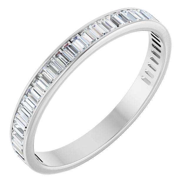 14K Gold Straight Baguette Natural Diamond Channel-Set Anniversary Band – 3x1.5 mm Stones (1 3/8–1 1/2 CTW) - White Gold