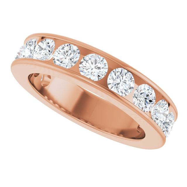 14K Gold Round Lab-Grown Diamond Channel-Set Anniversary Band – 3 mm Stones - Rose Gold - view 5