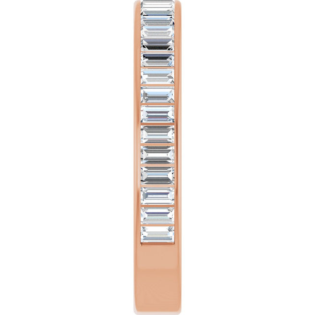 14K Gold Straight Baguette Natural Diamond Channel-Set Anniversary Band – 3x1.5 mm Stones - Rose Gold - view 4