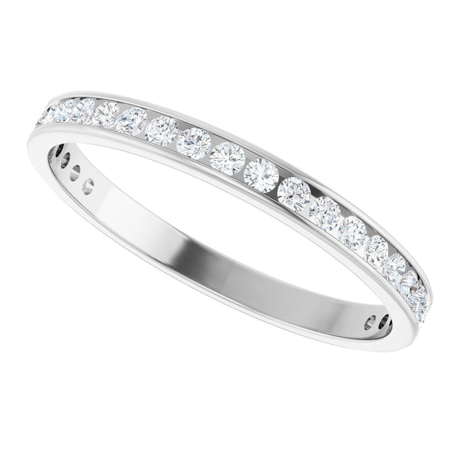 14K Gold Round Natural Diamond Channel-Set Anniversary Band – 2.25 mm Stones (1 CTW) - White Gold - view 5