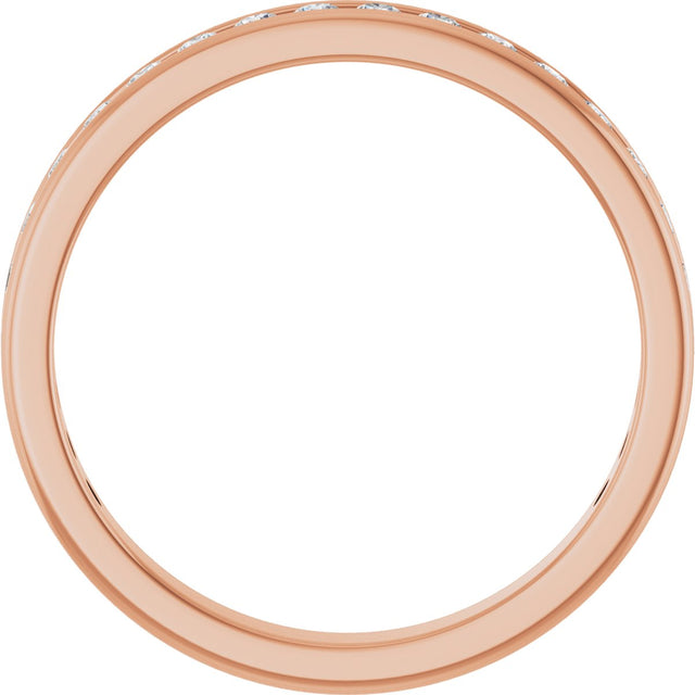 14K Gold Round Lab-Grown Diamond Channel-Set Anniversary Band – 1.7 mm Stones - Rose Gold - view 2