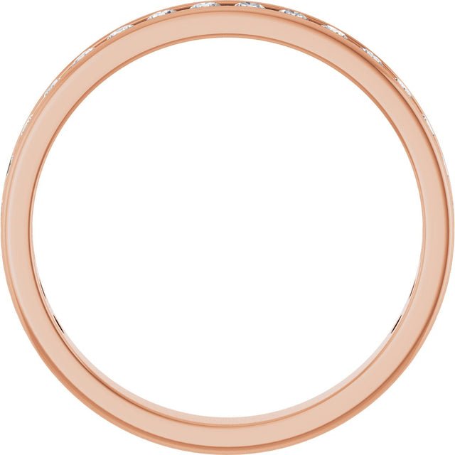 14K Gold Round Lab-Grown Diamond Channel-Set Anniversary Band – 2.25 mm Stones - Rose Gold - view 2