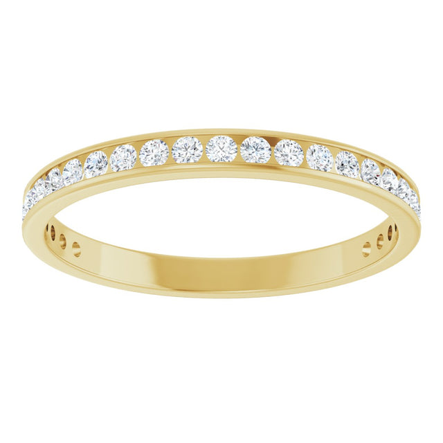14K Gold Round Natural Diamond Channel-Set Anniversary Band – 2.25 mm Stones (1 CTW) - Yellow Gold - view 3