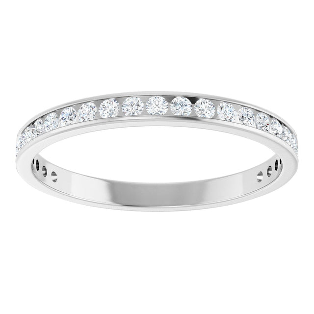 14K Gold Round Lab-Grown Diamond Channel-Set Anniversary Band – 2.25 mm Stones (1 CTW) - White Gold - view 3