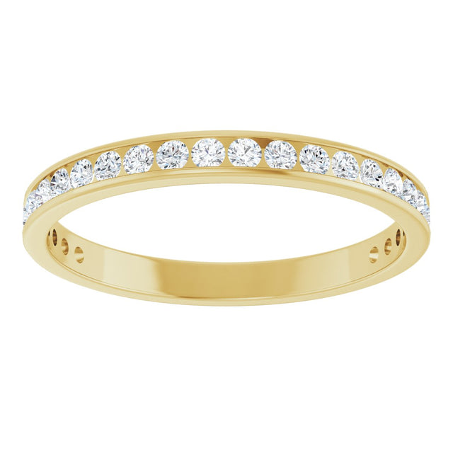14K Gold Round Natural Diamond Channel-Set Anniversary Band – 2.25 mm Stones (1 CTW) - Yellow Gold - view 3
