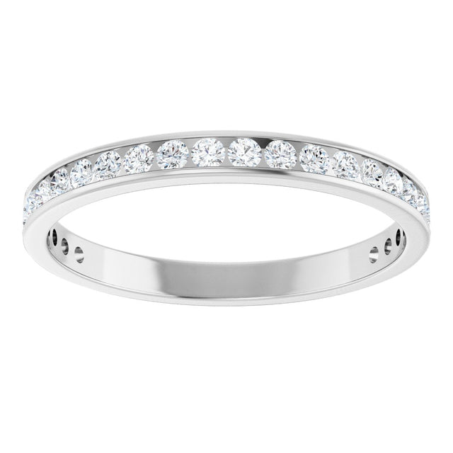 14K Gold Round Natural Diamond Channel-Set Anniversary Band – 2.25 mm Stones (1 CTW) - White Gold - view 3