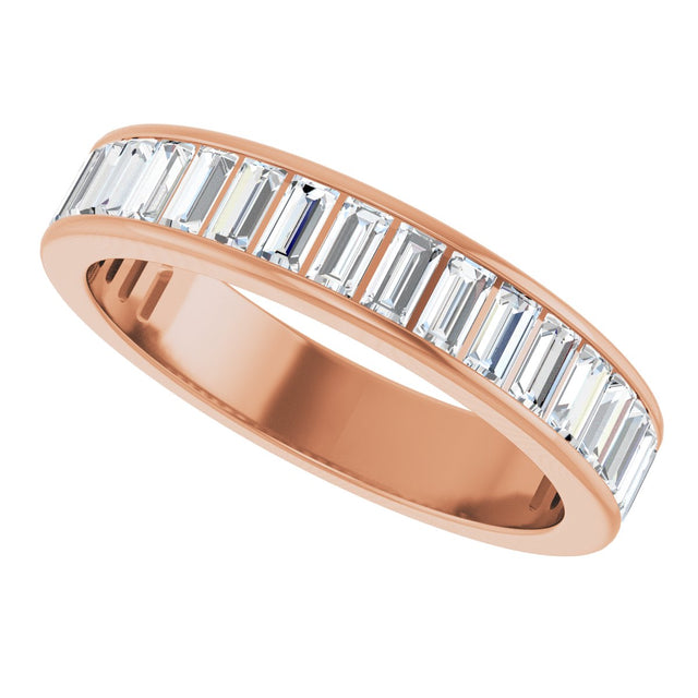 14K Gold Straight Baguette Lab-Grown Diamond Channel-Set Anniversary Band – 3x1.5 mm Stones - Rose Gold - view 5