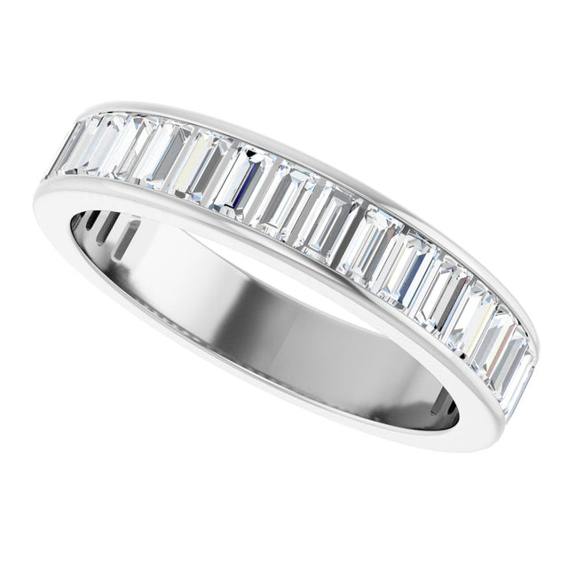 14K Gold Straight Baguette Natural Diamond Channel-Set Anniversary Band – 3x1.5 mm Stones - White Gold - view 5
