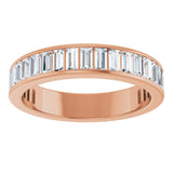 14K Gold Straight Baguette Lab-Grown Diamond Channel-Set Anniversary Band – 3x1.5 mm Stones - Rose Gold - view 3