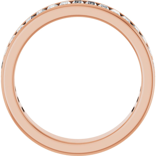 14K Gold Straight Baguette Natural Diamond Channel-Set Anniversary Band – 3x1.5 mm Stones - Rose Gold - view 2