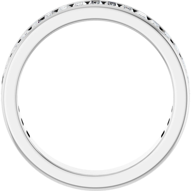 14K Gold Straight Baguette Natural Diamond Channel-Set Anniversary Band – 3x1.5 mm Stones - White Gold - view 2