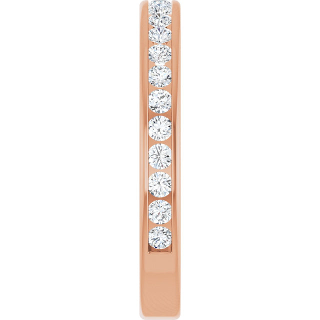 14K Gold Round Lab-Grown Diamond Channel-Set Anniversary Band – 1.7 mm Stones - Rose Gold - view 4