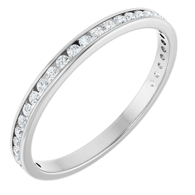 14K Gold Round Lab-Grown Diamond Channel-Set Anniversary Band – 1.7 mm Stones - White Gold