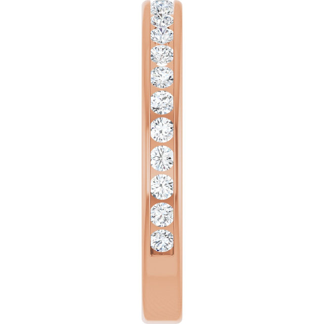 14K Gold Round Natural Diamond Channel-Set Anniversary Band – 1.7 mm Stones - Rose Gold - view 4
