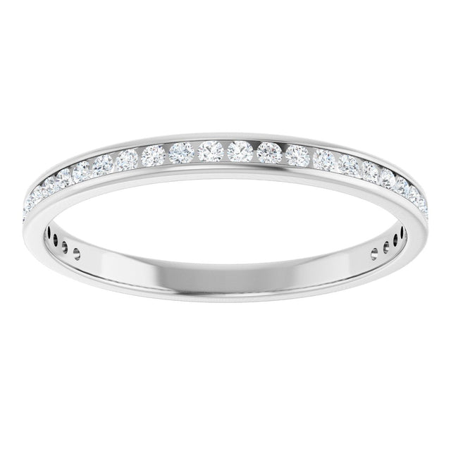 14K Gold Round Lab-Grown Diamond Channel-Set Anniversary Band – 1.5 mm Stones (1/2 CTW) - White Gold - view 3