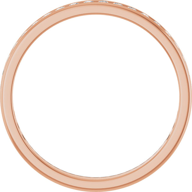 14K Gold Round Natural Diamond Channel-Set Anniversary Band – 1.7 mm Stones - Rose Gold - view 2