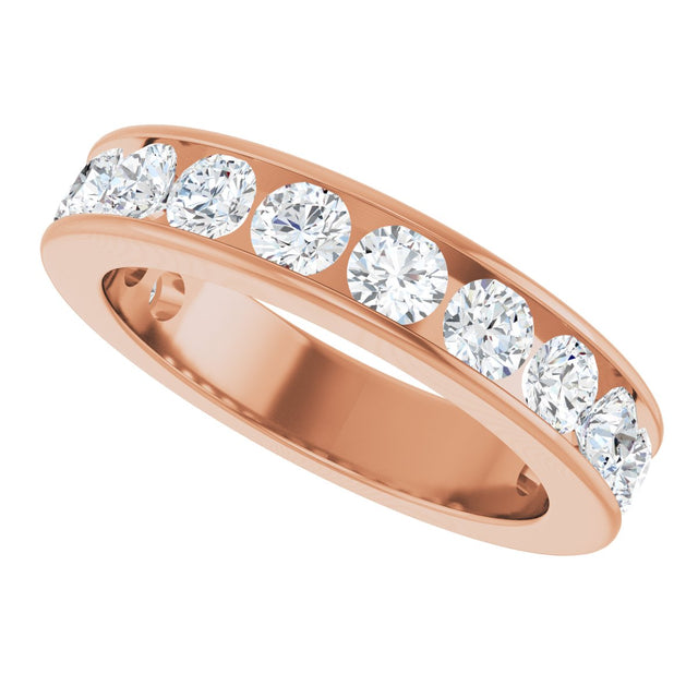 14K Gold Round Lab-Grown Diamond Channel-Set Anniversary Band – 3 mm Stones - Rose Gold - view 5
