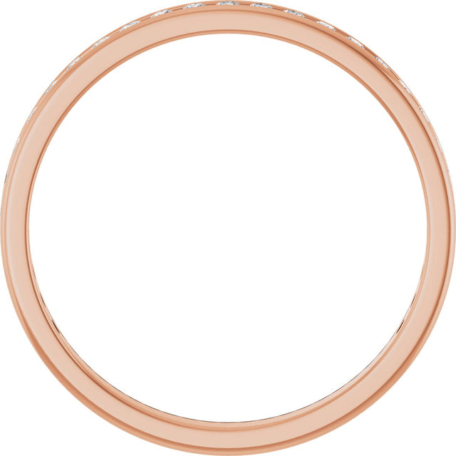14K Gold Round Natural Diamond Channel-Set Anniversary Band – 1.7 mm Stones - Rose Gold - view 2