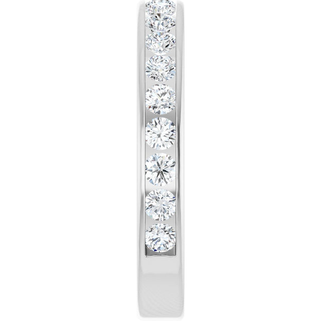 14K Gold Round Natural Diamond Channel-Set Anniversary Band – 2.25 mm Stones - White Gold - view 4