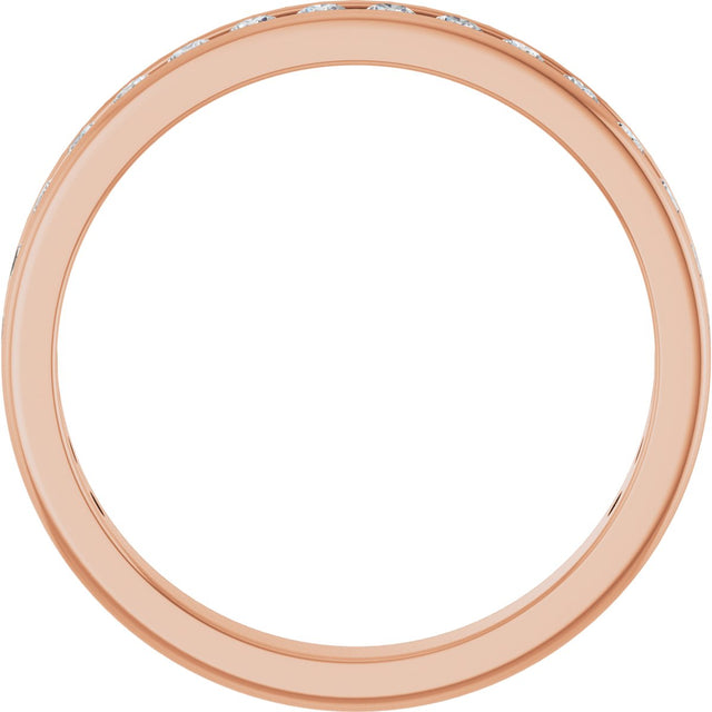 14K Gold Round Natural Diamond Channel-Set Anniversary Band – 2 mm Stones - Rose Gold - view 2