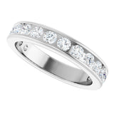 14K Gold Round Natural Diamond Channel-Set Anniversary Band – 2.25 mm Stones - White Gold - view 5