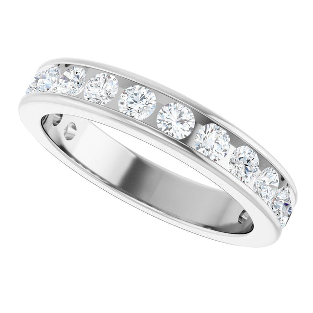 14K Gold Round Natural Diamond Channel-Set Anniversary Band – 2.25 mm Stones - White Gold - view 5