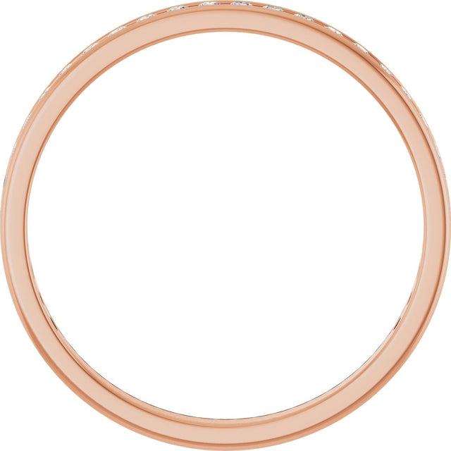 14K Gold Round Natural Diamond Channel-Set Anniversary Band – 1.7 mm Stones - Rose Gold - view 2