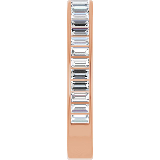 14K Gold Straight Baguette Natural Diamond Channel-Set Anniversary Band – 3x1.5 mm Stones - Rose Gold - view 4