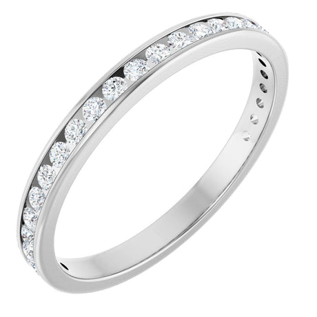 14K Gold Round Lab-Grown Diamond Channel-Set Anniversary Band – 2 mm Stones - White Gold