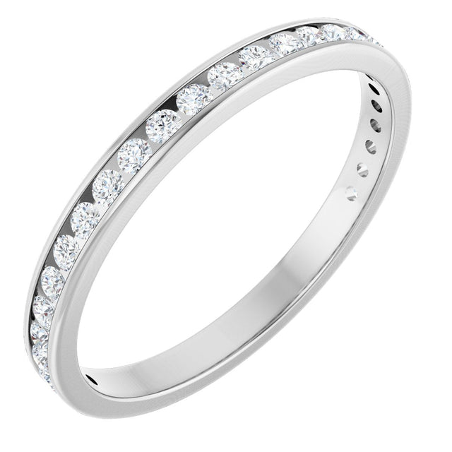 14K Gold Round Lab-Grown Diamond Channel-Set Anniversary Band – 2 mm Stones - White Gold