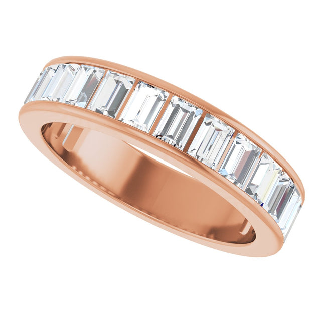 14K Gold Straight Baguette Lab-Grown Diamond Channel-Set Anniversary Band – 3x2 mm Stones - Rose Gold - view 5