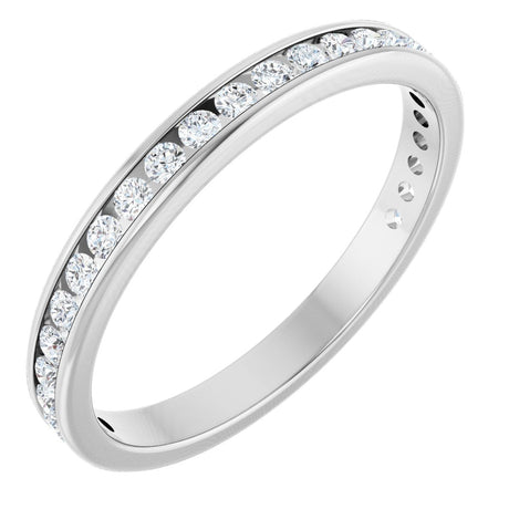14K Gold Round Lab-Grown Diamond Channel-Set Anniversary Band – 1.7 mm Stones - White Gold