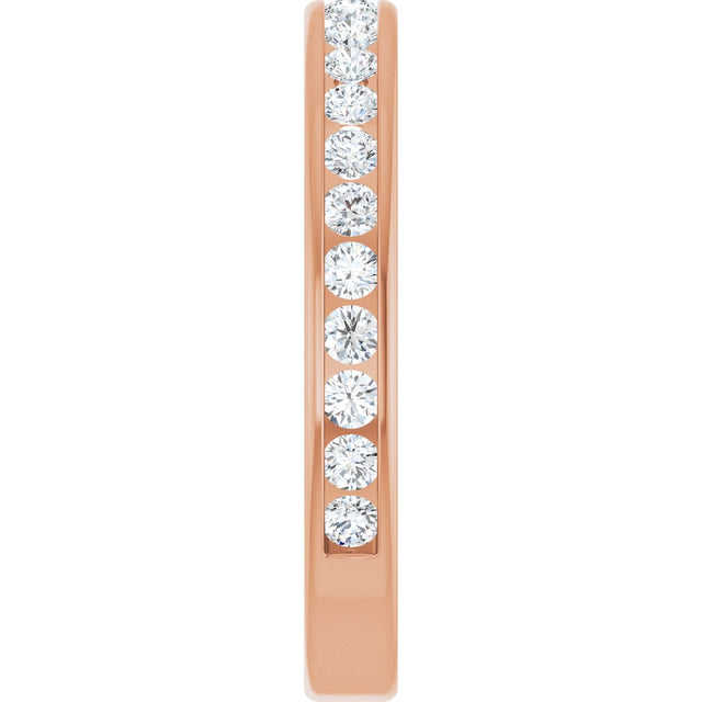 14K Gold Round Natural Diamond Channel-Set Anniversary Band – 1.7 mm Stones - Rose Gold - view 4
