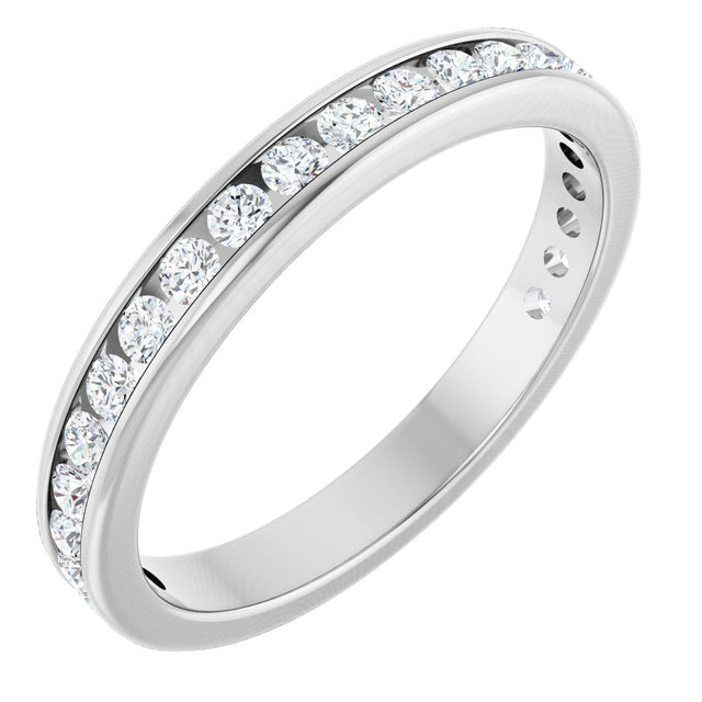 14K Gold Round Lab-Grown Diamond Channel-Set Anniversary Band – 1.7 mm Stones - White Gold