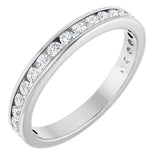 14K Gold Round Natural Diamond Channel-Set Anniversary Band – 1.7 mm Stones - White Gold