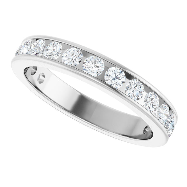 14K Gold Round Natural Diamond Channel-Set Anniversary Band – 2.5 mm Stones - White Gold - view 5