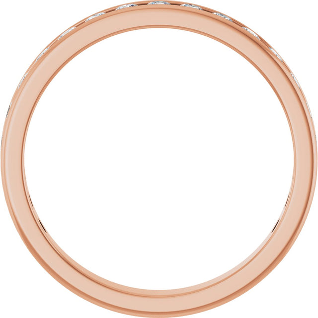 14K Gold Round Lab-Grown Diamond Channel-Set Anniversary Band – 2.25 mm Stones - Rose Gold - view 2