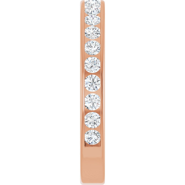 14K Gold Round Natural Diamond Channel-Set Anniversary Band – 2.25 mm Stones - Rose Gold - view 4